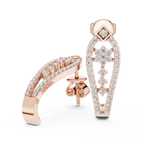 Sparkling Diamond Gold Hoop Earrings | Floral Design Earrings