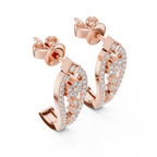 Sparkling Diamond Gold Hoop Earrings | Floral Design Earrings
