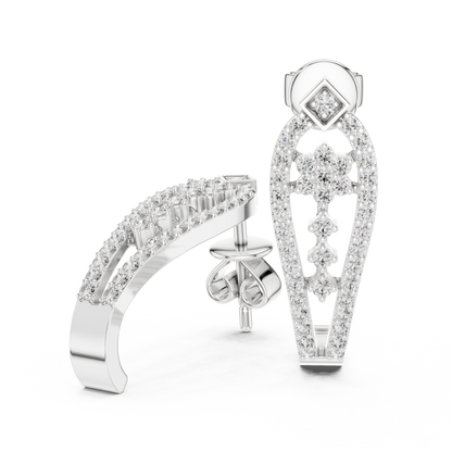 Sparkling Diamond Gold Hoop Earrings | Floral Design Earrings