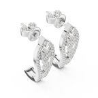 Sparkling Diamond Gold Hoop Earrings | Floral Design Earrings
