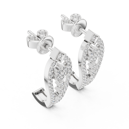 Sparkling Diamond Gold Hoop Earrings | Floral Design Earrings