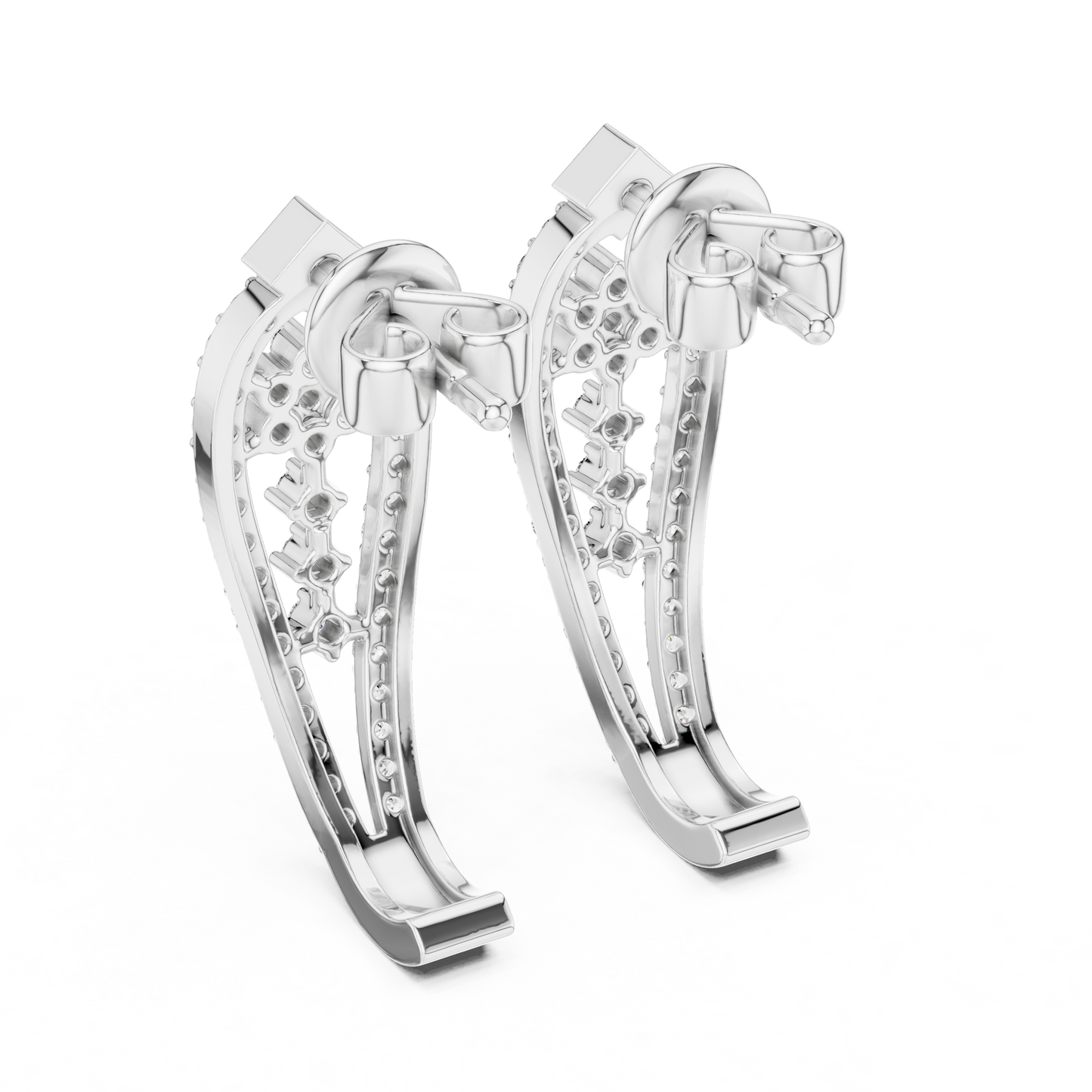 Sparkling Diamond Gold Hoop Earrings | Floral Design Earrings