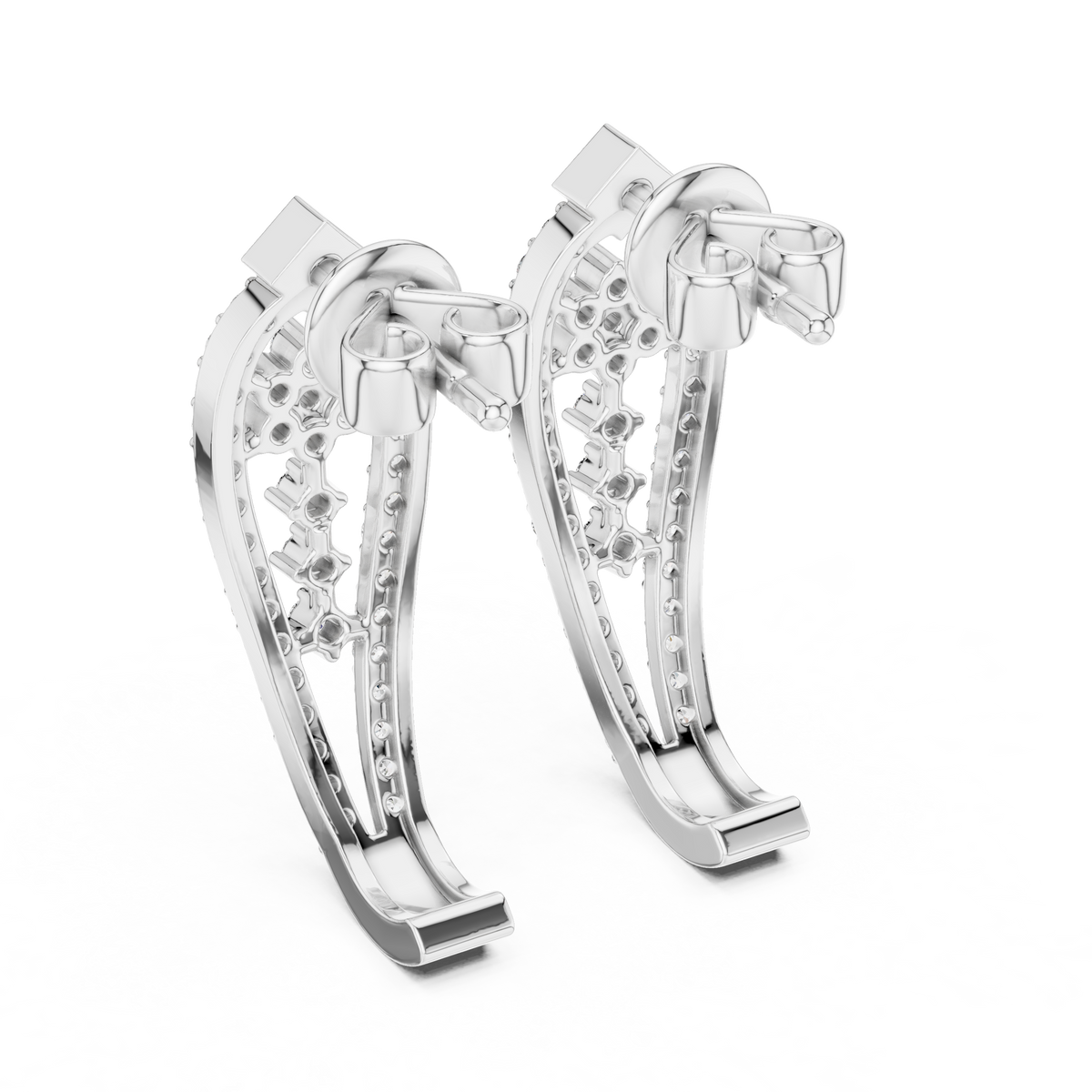 Sparkling Diamond Gold Hoop Earrings | Floral Design Earrings
