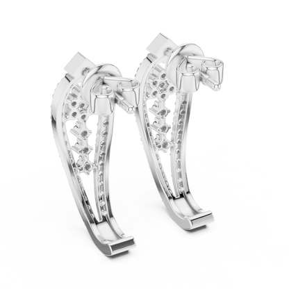 Sparkling Diamond Gold Hoop Earrings | Floral Design Earrings