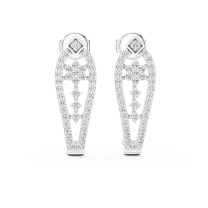 Sparkling Diamond Gold Hoop Earrings | Floral Design Earrings