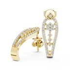 Sparkling Diamond Gold Hoop Earrings | Floral Design Earrings