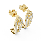 Sparkling Diamond Gold Hoop Earrings | Floral Design Earrings
