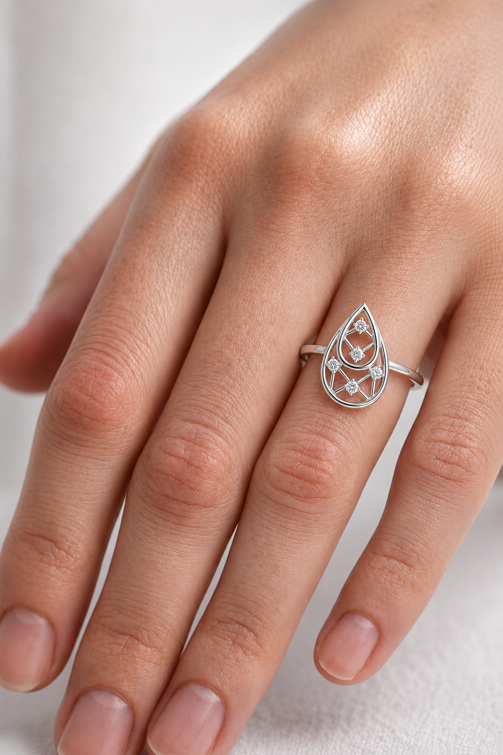Teardrop Diamond Ring for Women | Modern Pear Shape Fashion Ring.