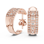 Luxury Diamond Hoop Earrings in Gold | Floral Diamond Cluster Hoops for Women