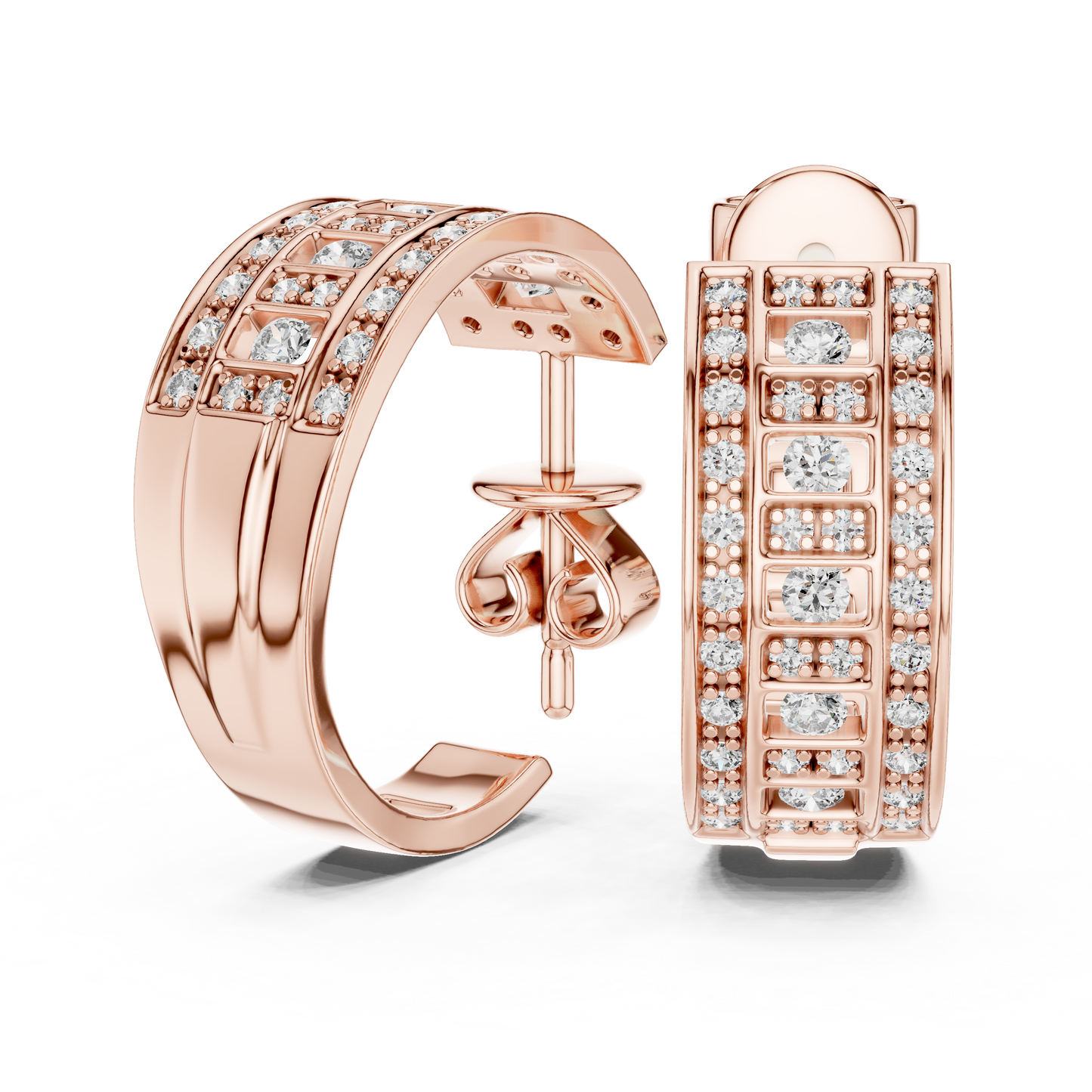 Luxury Diamond Hoop Earrings in Gold | Floral Diamond Cluster Hoops for Women