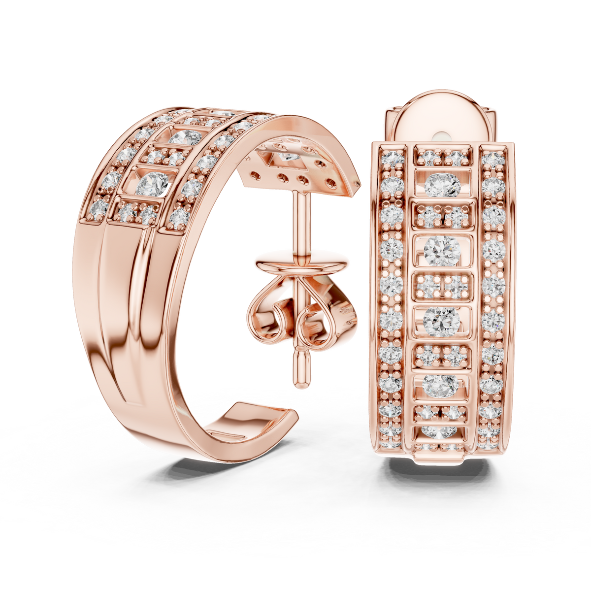 Luxury Diamond Hoop Earrings in Gold | Floral Diamond Cluster Hoops for Women