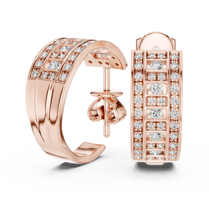 Luxury Diamond Hoop Earrings in Gold | Floral Diamond Cluster Hoops for Women