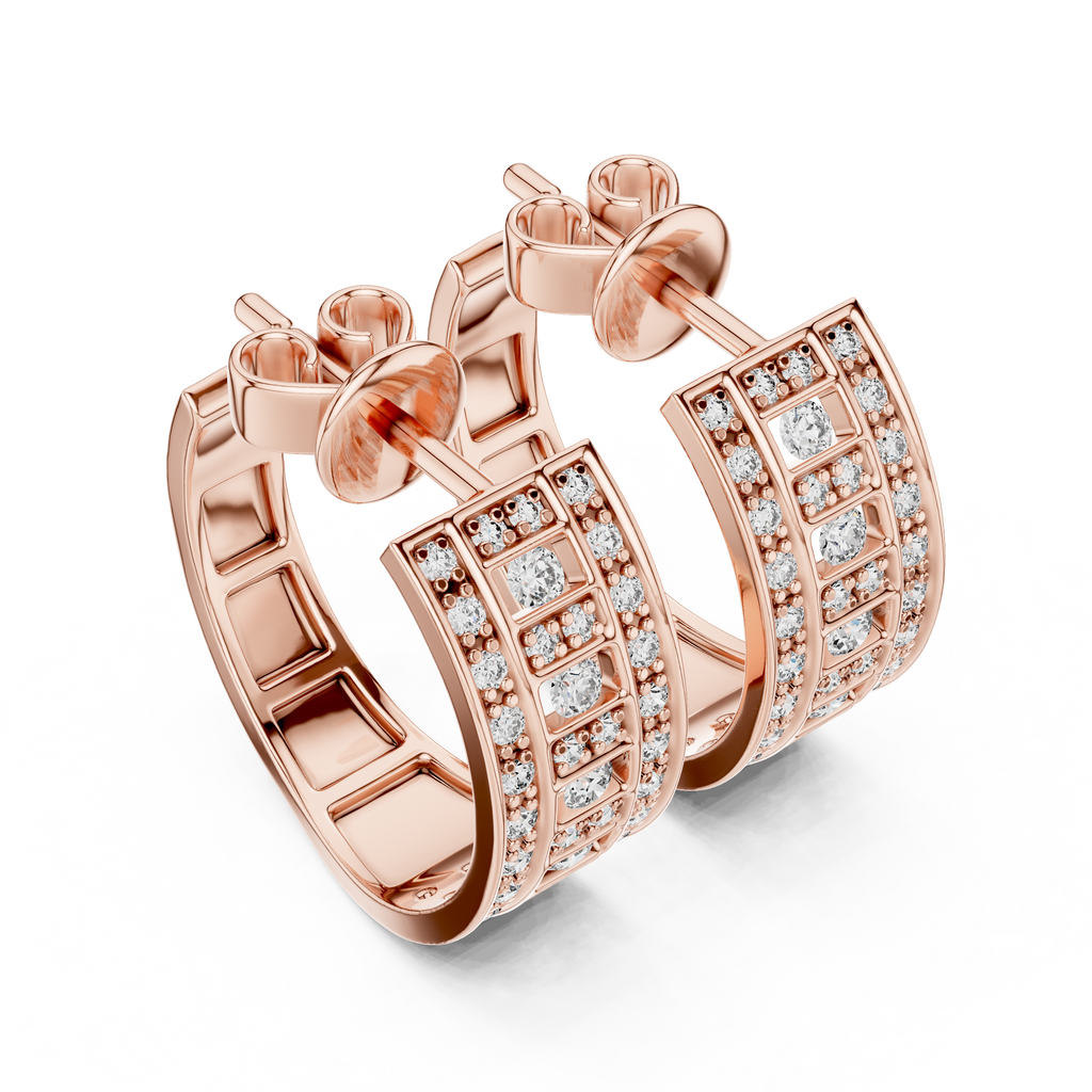 Luxury Diamond Hoop Earrings in Gold | Floral Diamond Cluster Hoops for Women