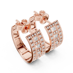 Luxury Diamond Hoop Earrings in Gold | Floral Diamond Cluster Hoops for Women