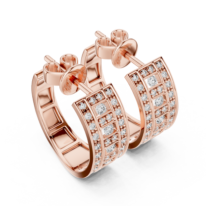 Luxury Diamond Hoop Earrings in Gold | Floral Diamond Cluster Hoops for Women