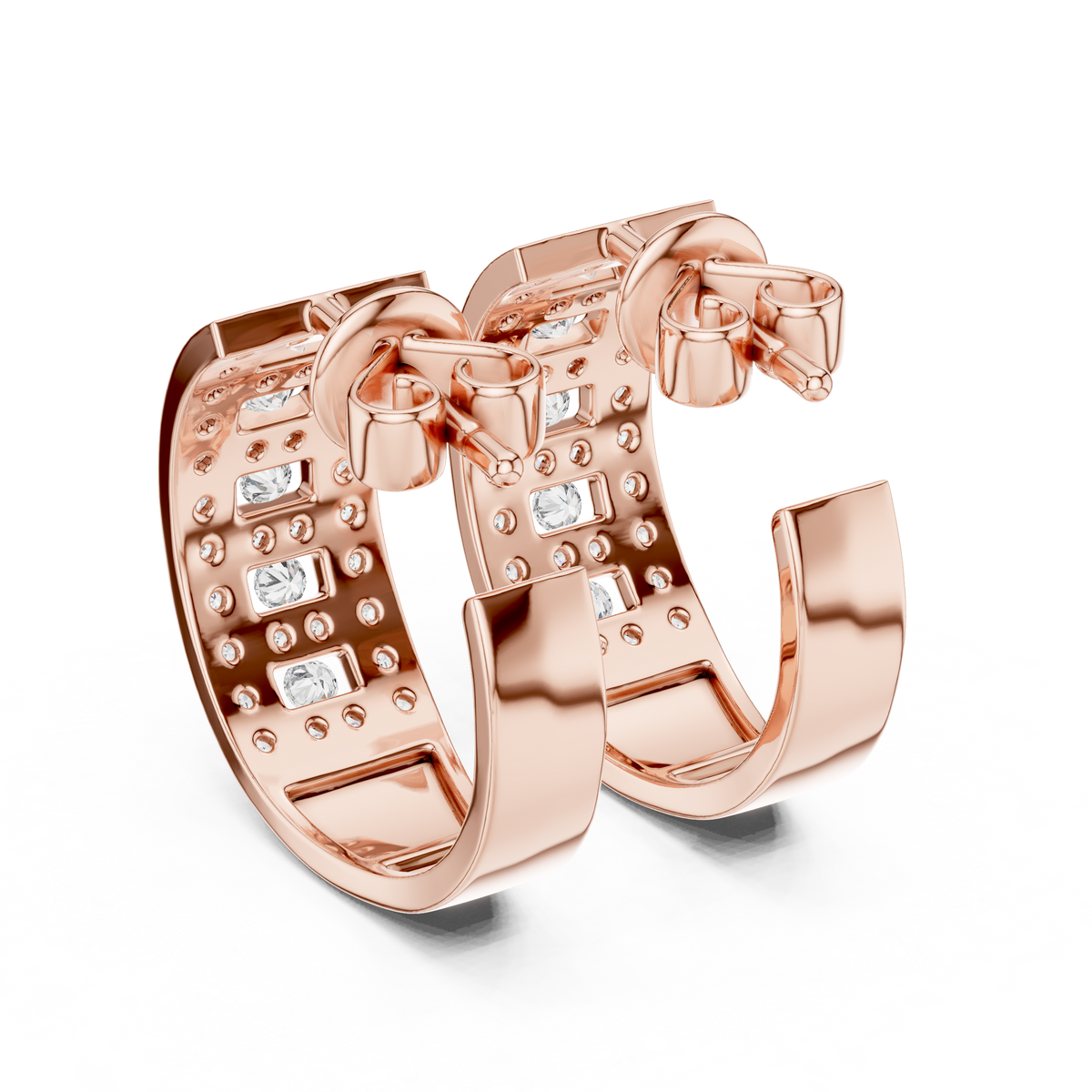 Luxury Diamond Hoop Earrings in Gold | Floral Diamond Cluster Hoops for Women