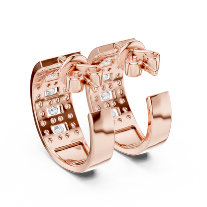 Luxury Diamond Hoop Earrings in Gold | Floral Diamond Cluster Hoops for Women