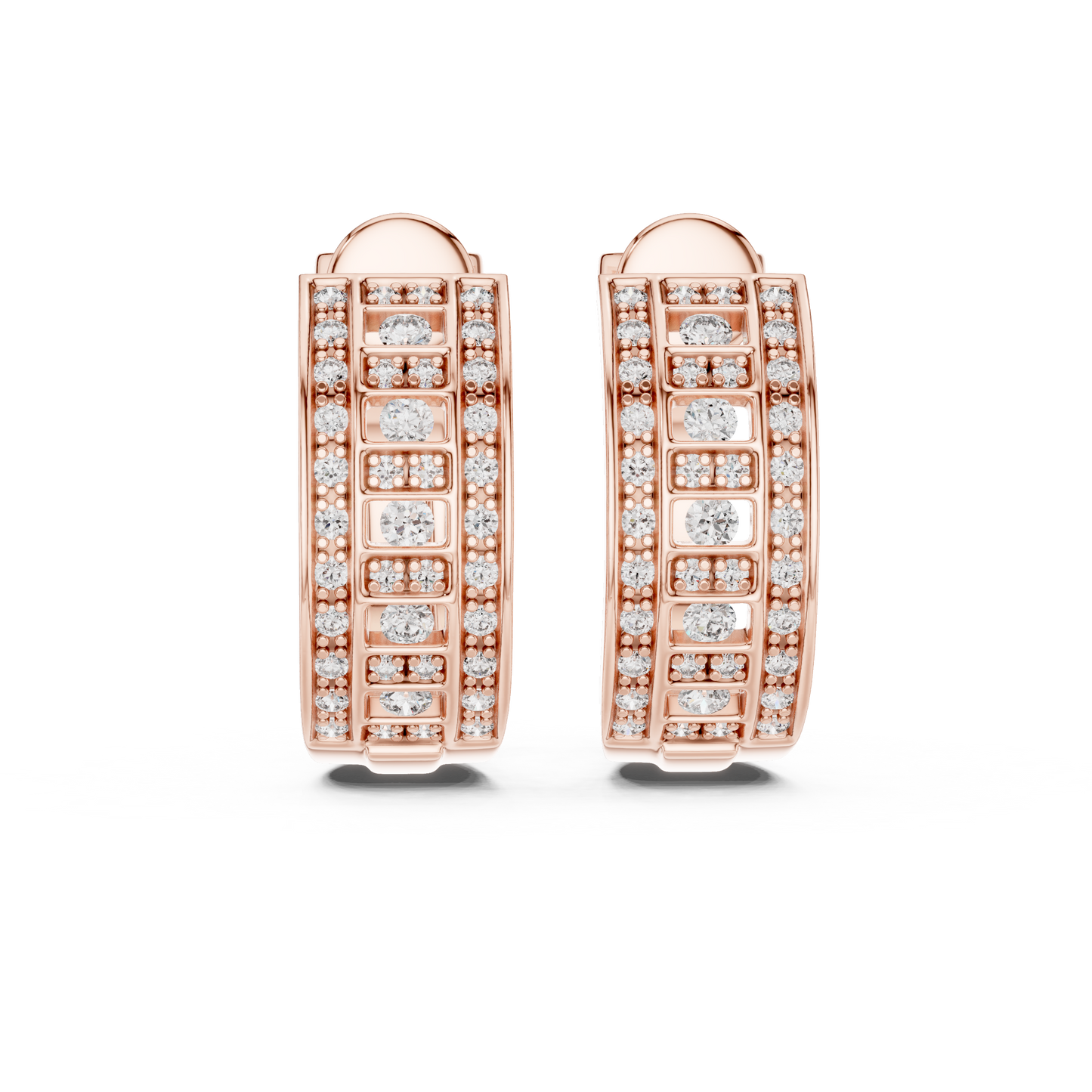Luxury Diamond Hoop Earrings in Gold | Floral Diamond Cluster Hoops for Women