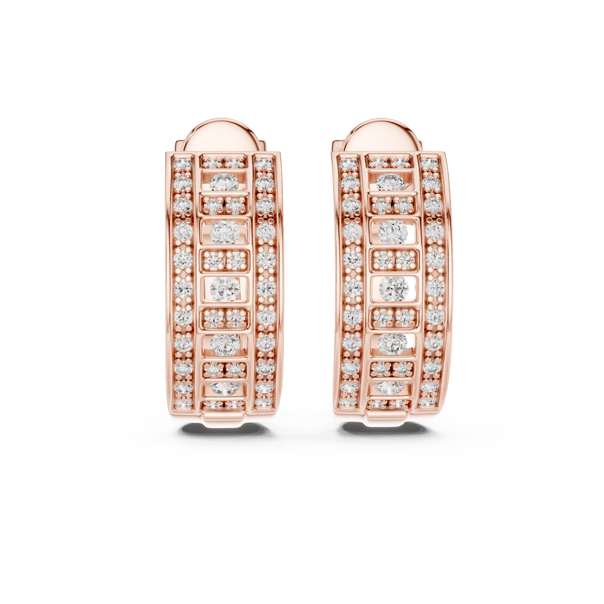 Luxury Diamond Hoop Earrings in Gold | Floral Diamond Cluster Hoops for Women
