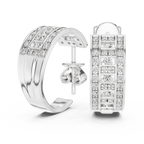 Luxury Diamond Hoop Earrings in Gold | Floral Diamond Cluster Hoops for Women