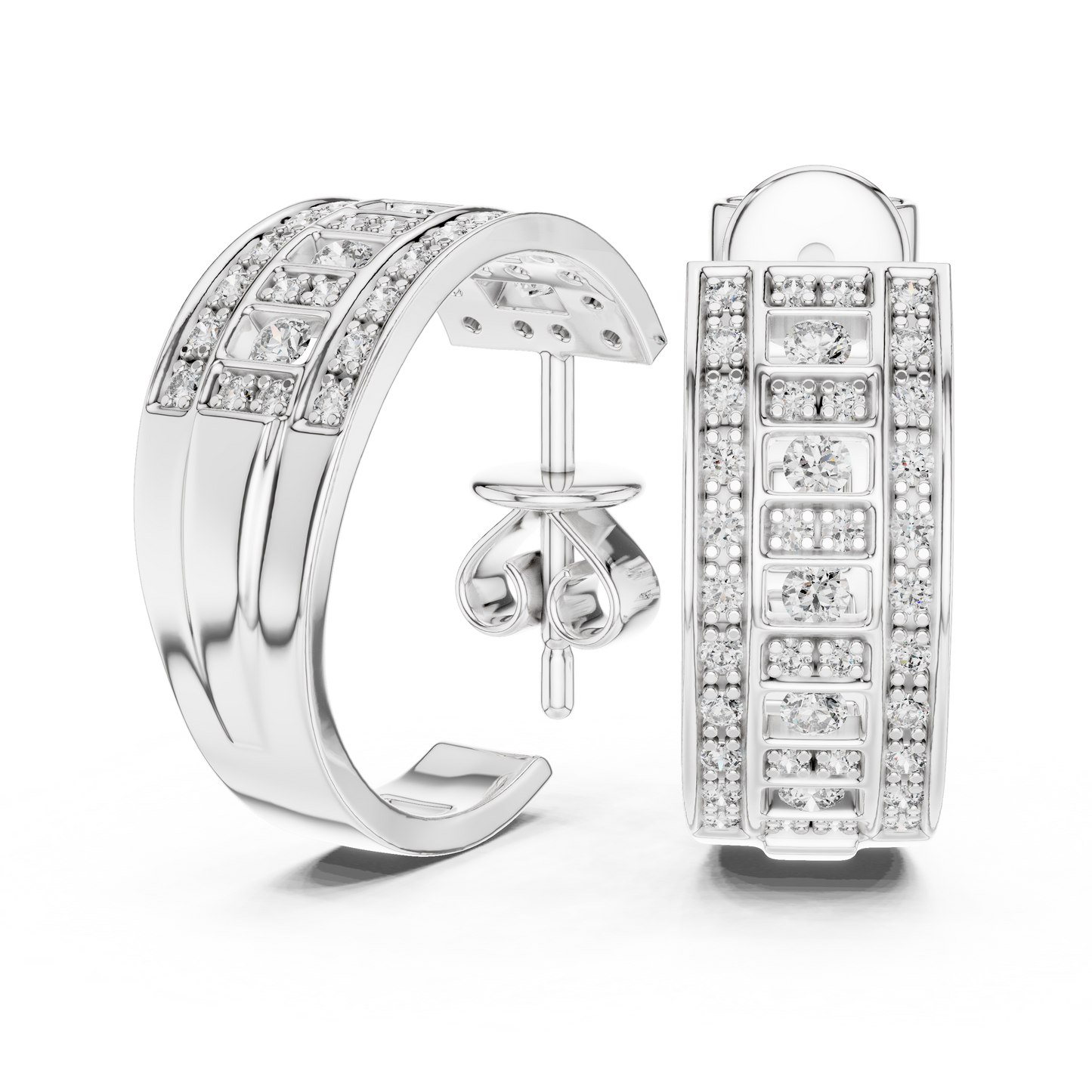 Luxury Diamond Hoop Earrings in Gold | Floral Diamond Cluster Hoops for Women