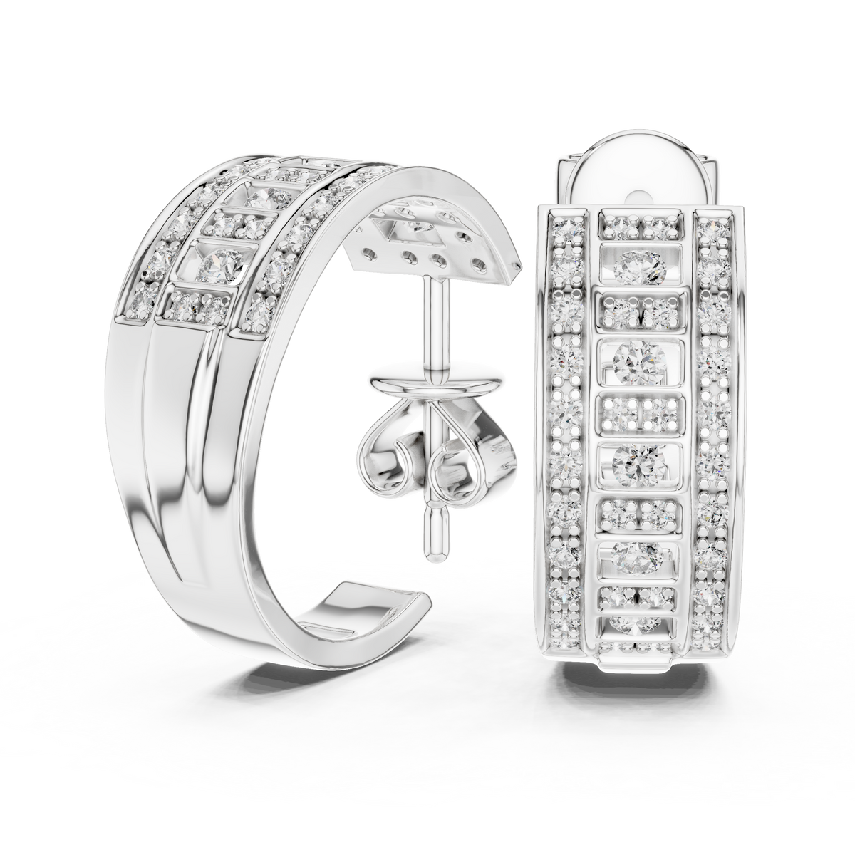 Luxury Diamond Hoop Earrings in Gold | Floral Diamond Cluster Hoops for Women