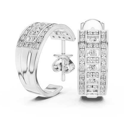 Luxury Diamond Hoop Earrings in Gold | Floral Diamond Cluster Hoops for Women