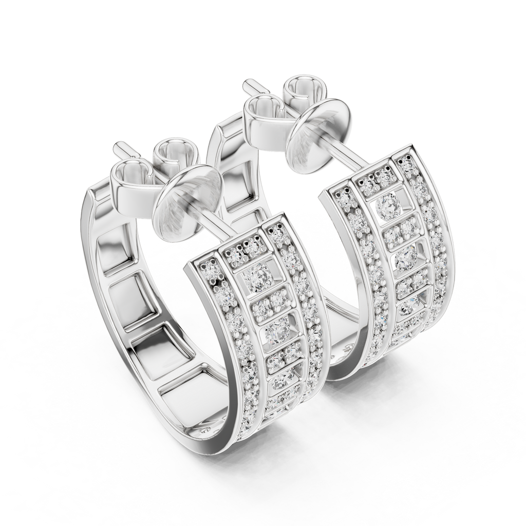 Luxury Diamond Hoop Earrings in Gold | Floral Diamond Cluster Hoops for Women