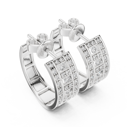 Luxury Diamond Hoop Earrings in Gold | Floral Diamond Cluster Hoops for Women