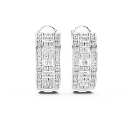 Luxury Diamond Hoop Earrings in Gold | Floral Diamond Cluster Hoops for Women