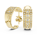 Luxury Diamond Hoop Earrings in Gold | Floral Diamond Cluster Hoops for Women