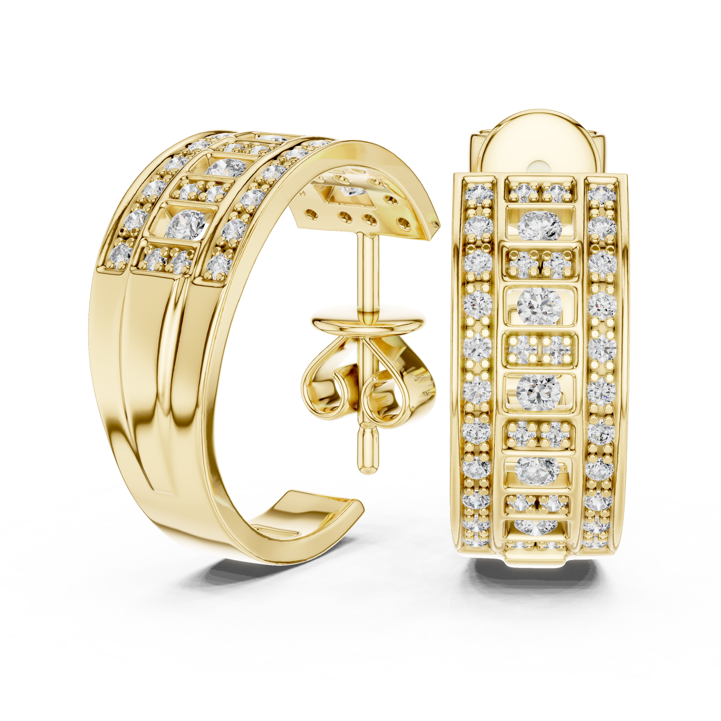 Luxury Diamond Hoop Earrings in Gold | Floral Diamond Cluster Hoops for Women