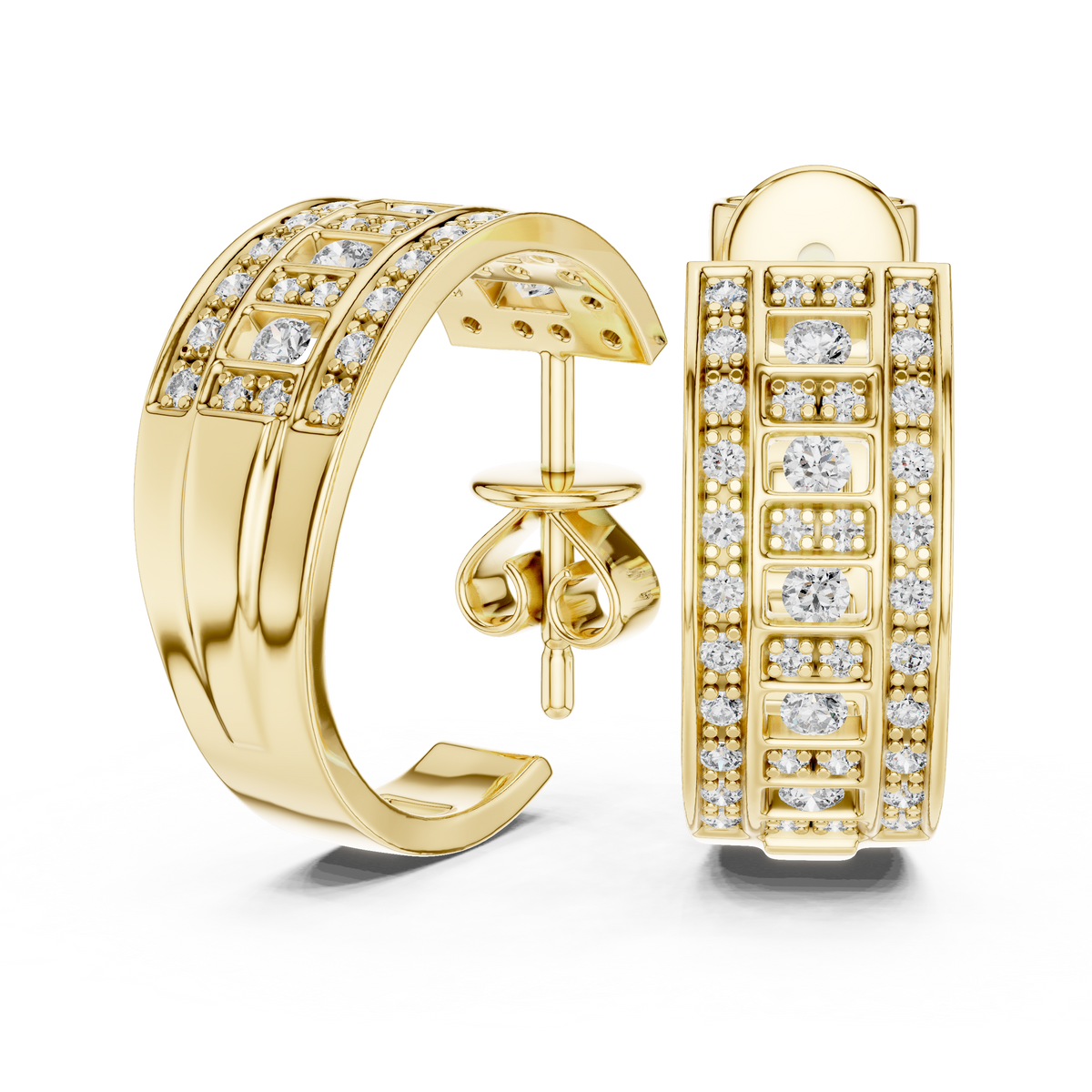 Luxury Diamond Hoop Earrings in Gold | Floral Diamond Cluster Hoops for Women