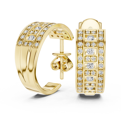 Luxury Diamond Hoop Earrings in Gold | Floral Diamond Cluster Hoops for Women