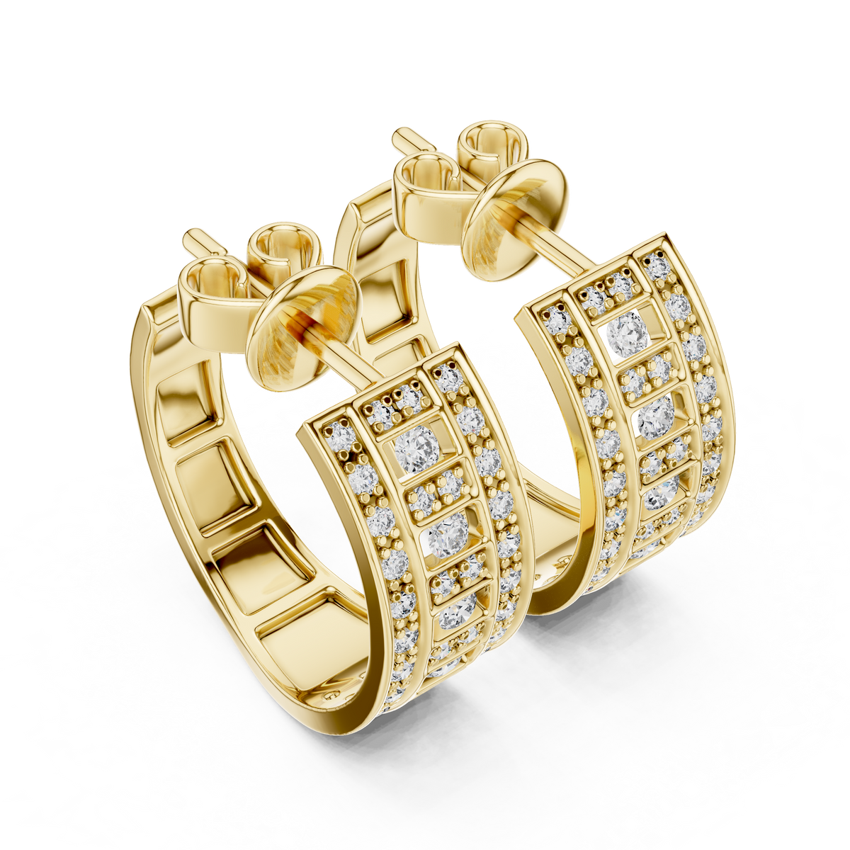 Luxury Diamond Hoop Earrings in Gold | Floral Diamond Cluster Hoops for Women