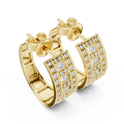 Luxury Diamond Hoop Earrings in Gold | Floral Diamond Cluster Hoops for Women
