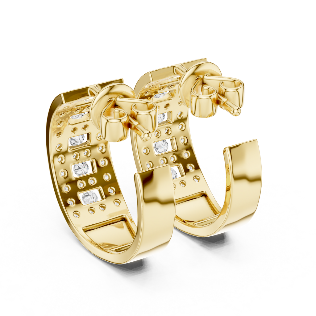 Luxury Diamond Hoop Earrings in Gold | Floral Diamond Cluster Hoops for Women