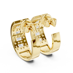Luxury Diamond Hoop Earrings in Gold | Floral Diamond Cluster Hoops for Women