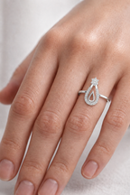 Open Teardrop Diamond Ring | Floral Cluster Design | Minimalist Ring for Women.