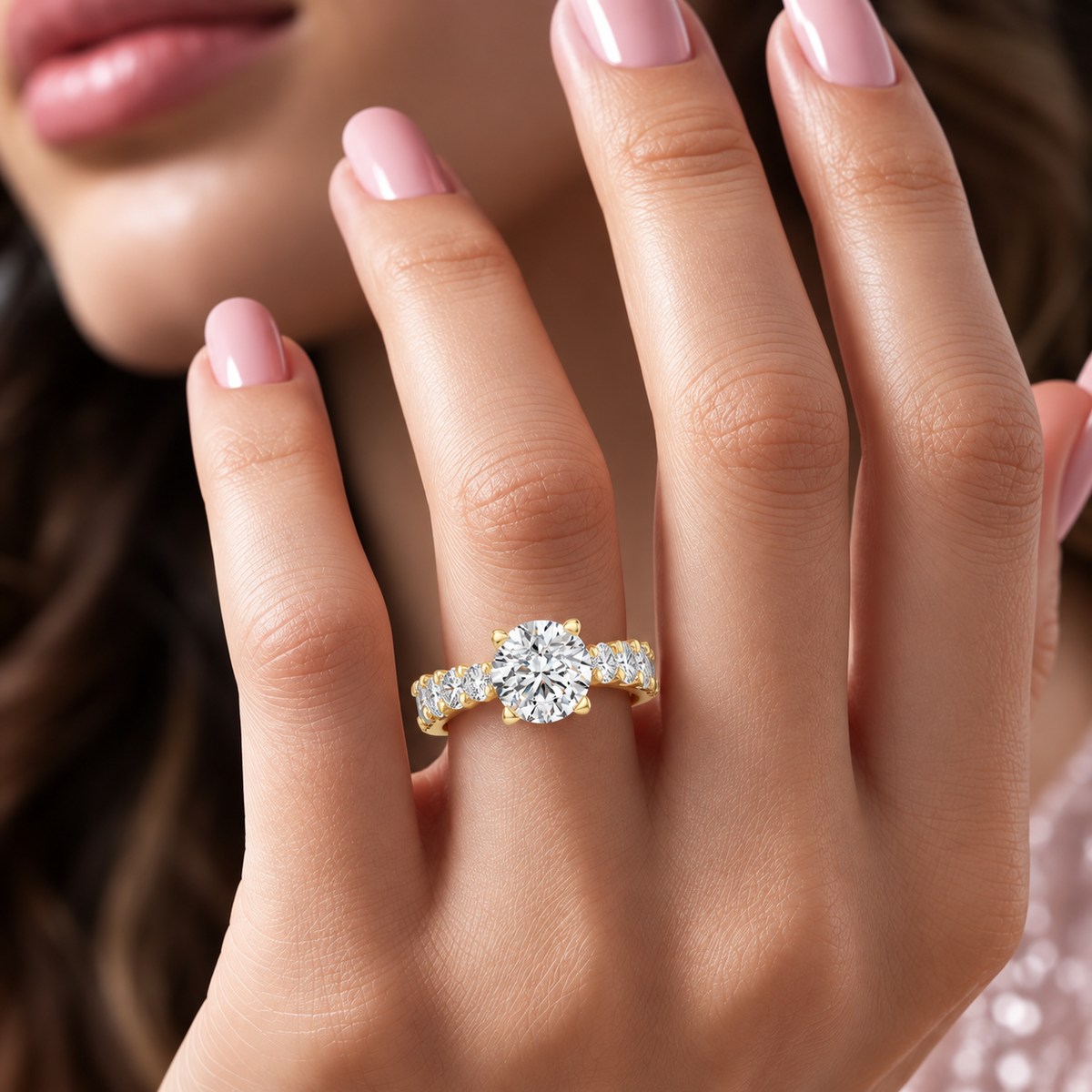 Valenza Graduated Pavé Lab Grown Diamond Engagement Ring