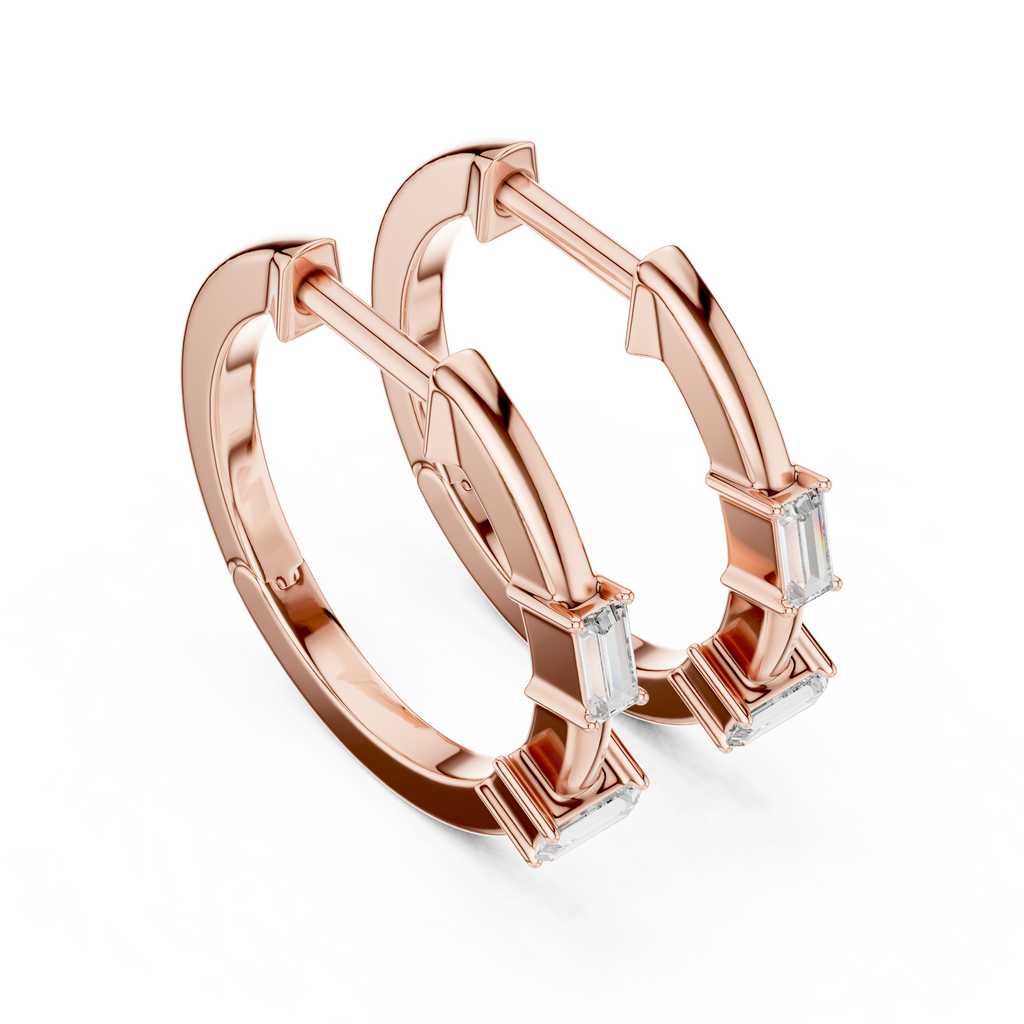 Luxury Round Diamond Hoop Earrings.
