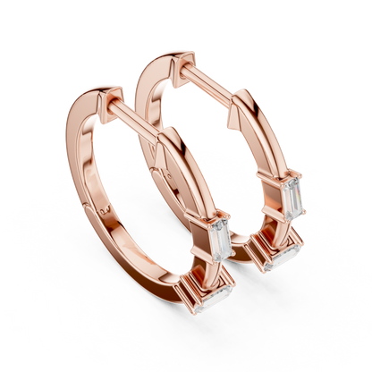 Luxury Round Diamond Hoop Earrings.