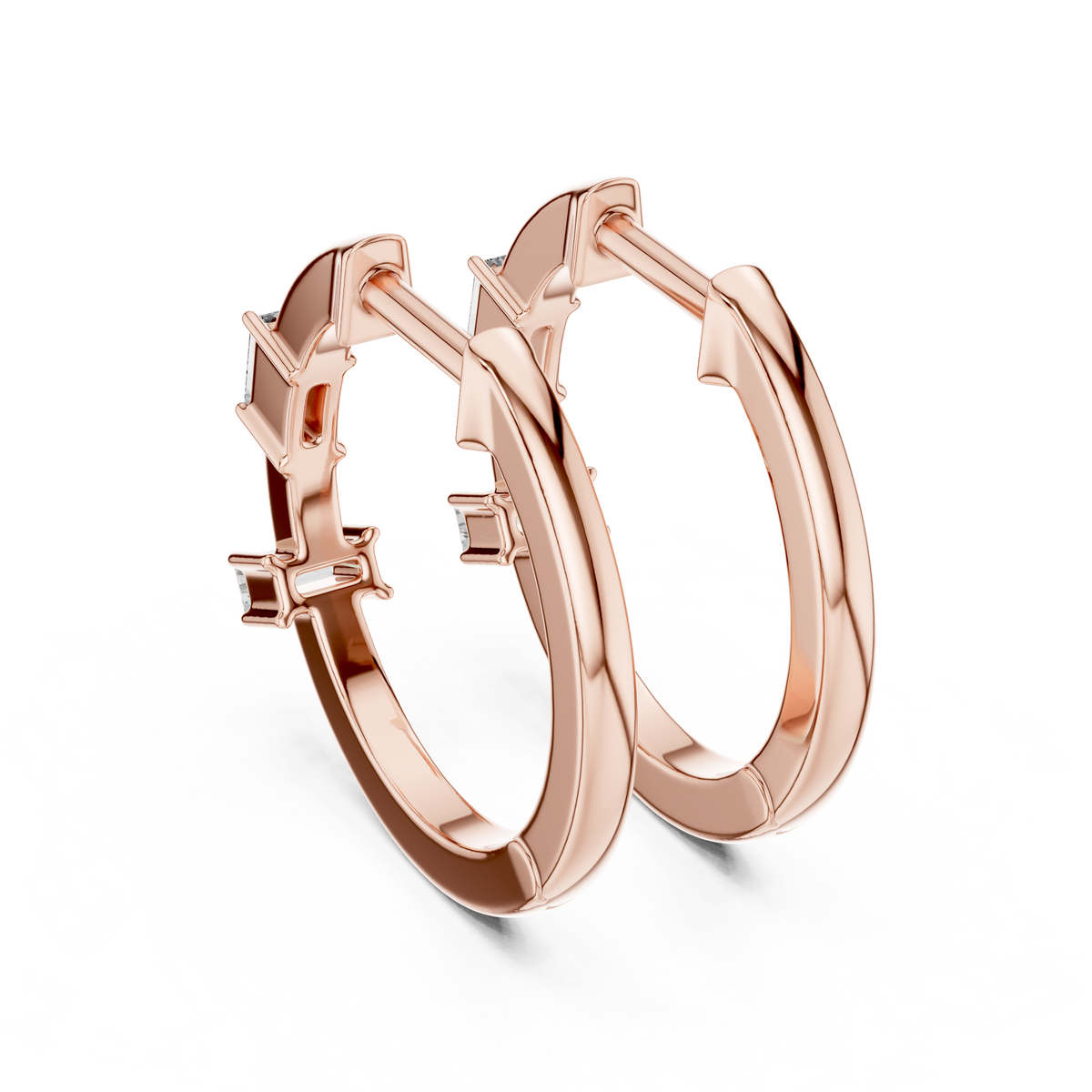 Luxury Round Diamond Hoop Earrings.