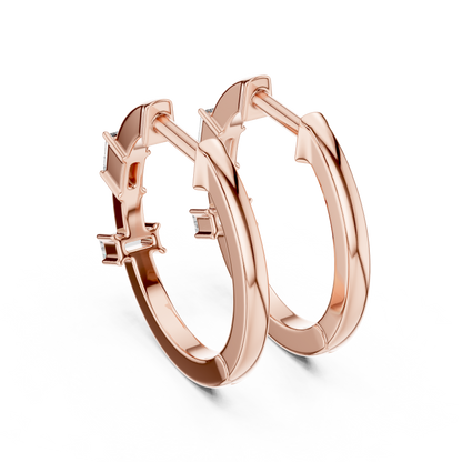 Luxury Round Diamond Hoop Earrings.