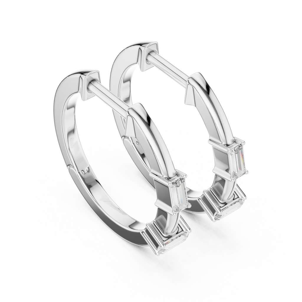 Luxury Round Diamond Hoop Earrings.