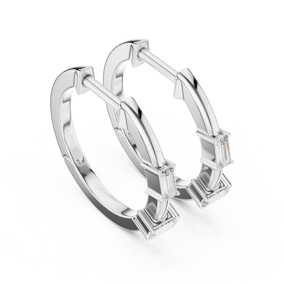 Luxury Round Diamond Hoop Earrings.