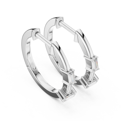 Luxury Round Diamond Hoop Earrings.