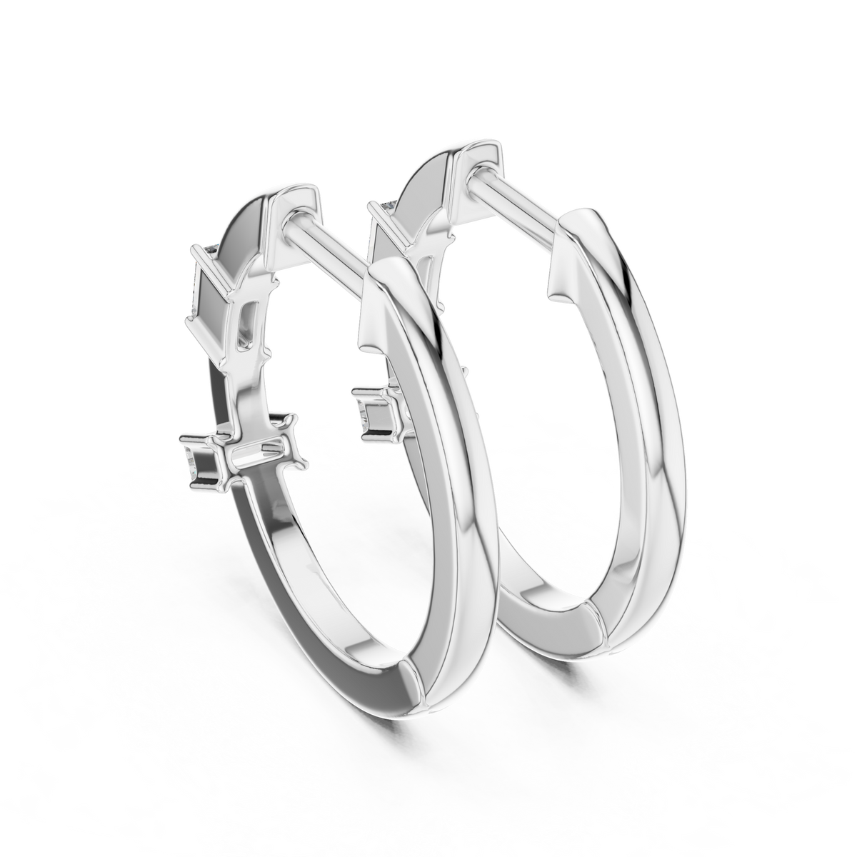 Luxury Round Diamond Hoop Earrings.