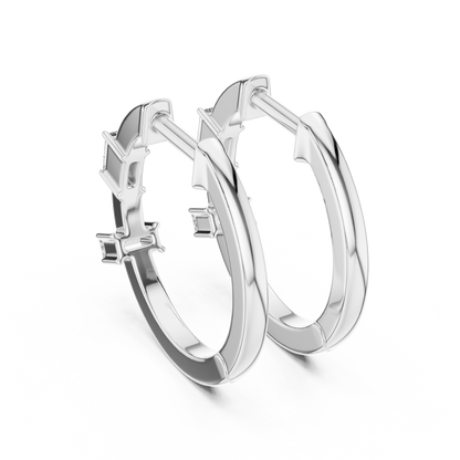 Luxury Round Diamond Hoop Earrings.