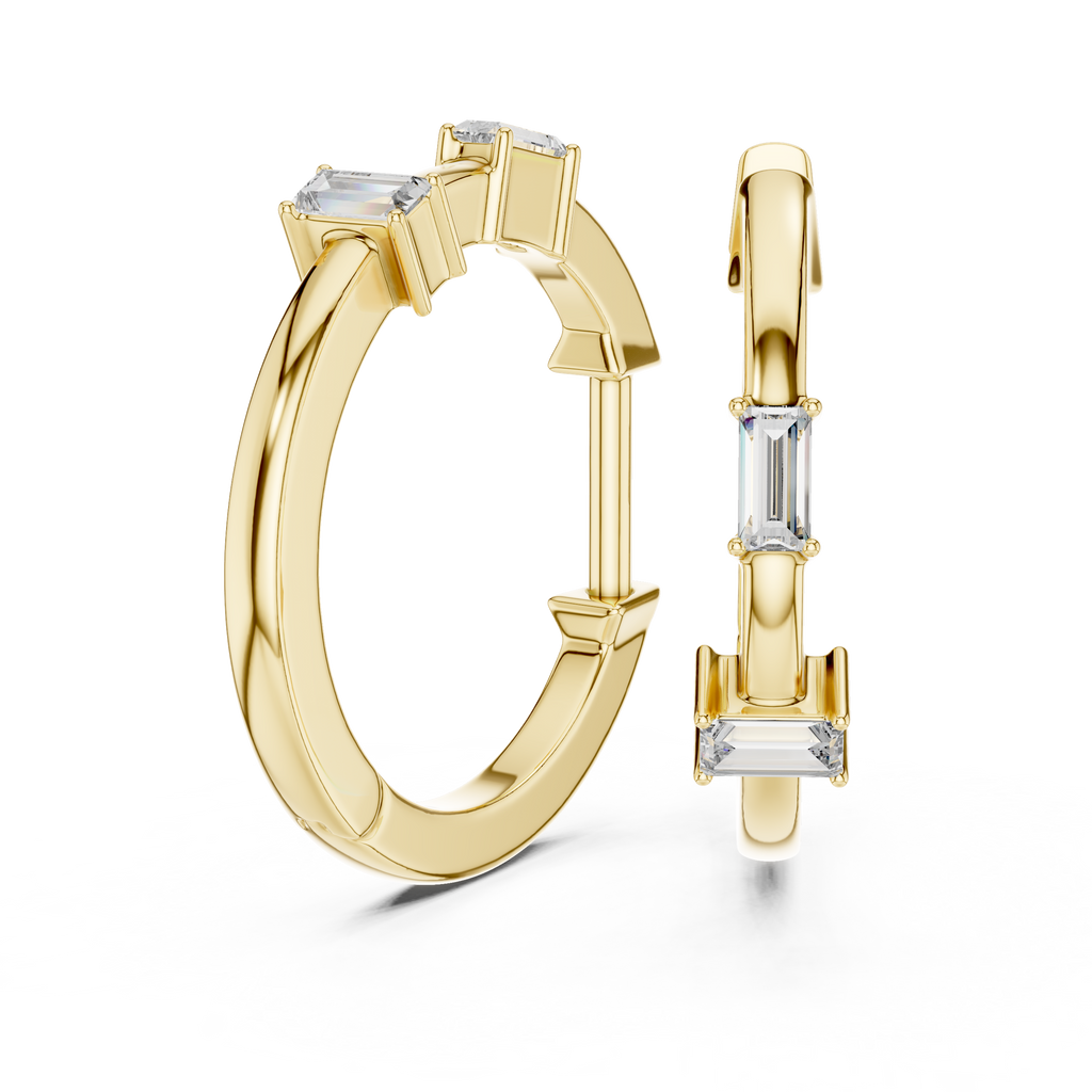 Luxury Round Diamond Hoop Earrings.